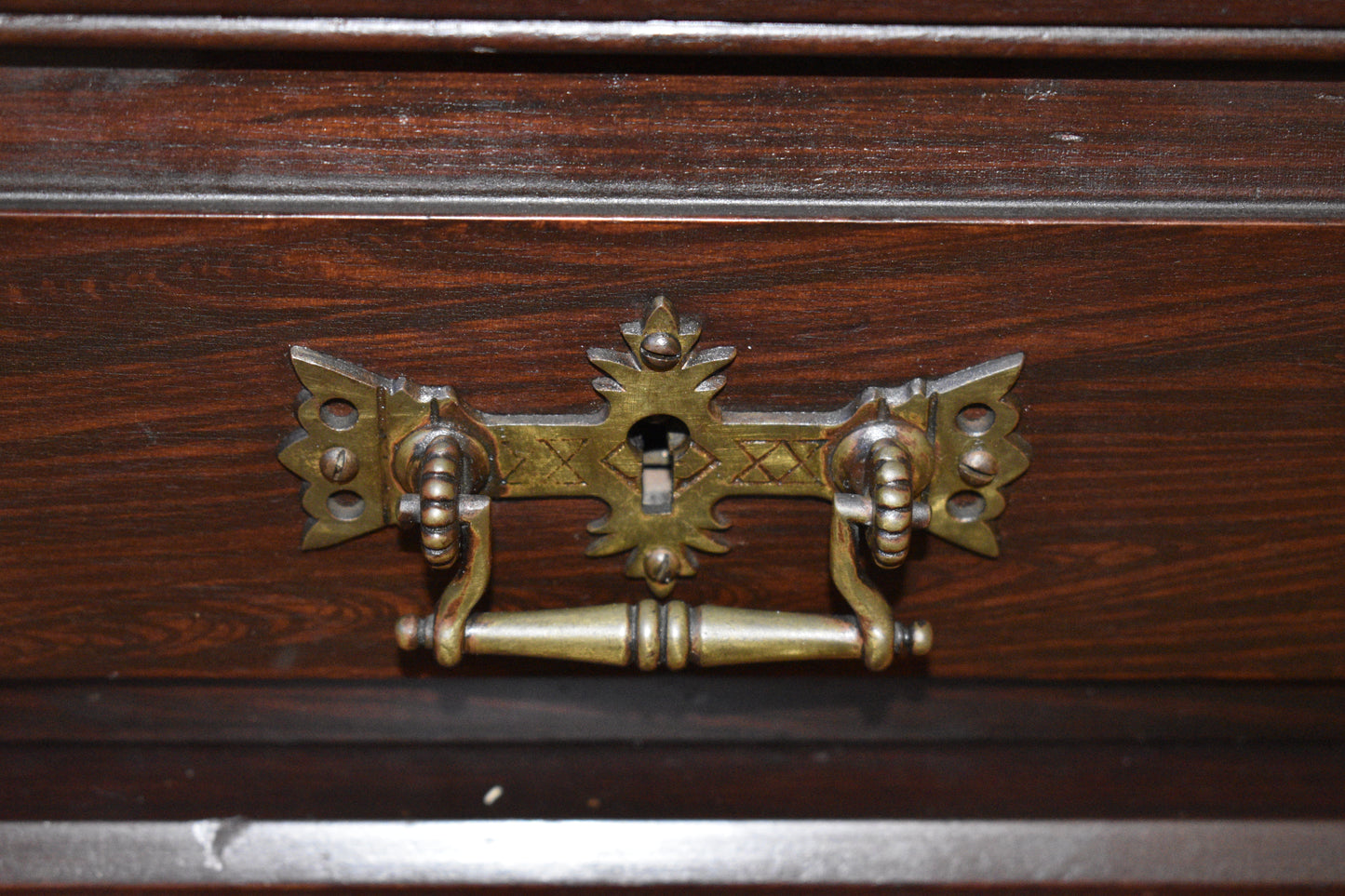 Antique Rosewood Brass Display Cabinet
