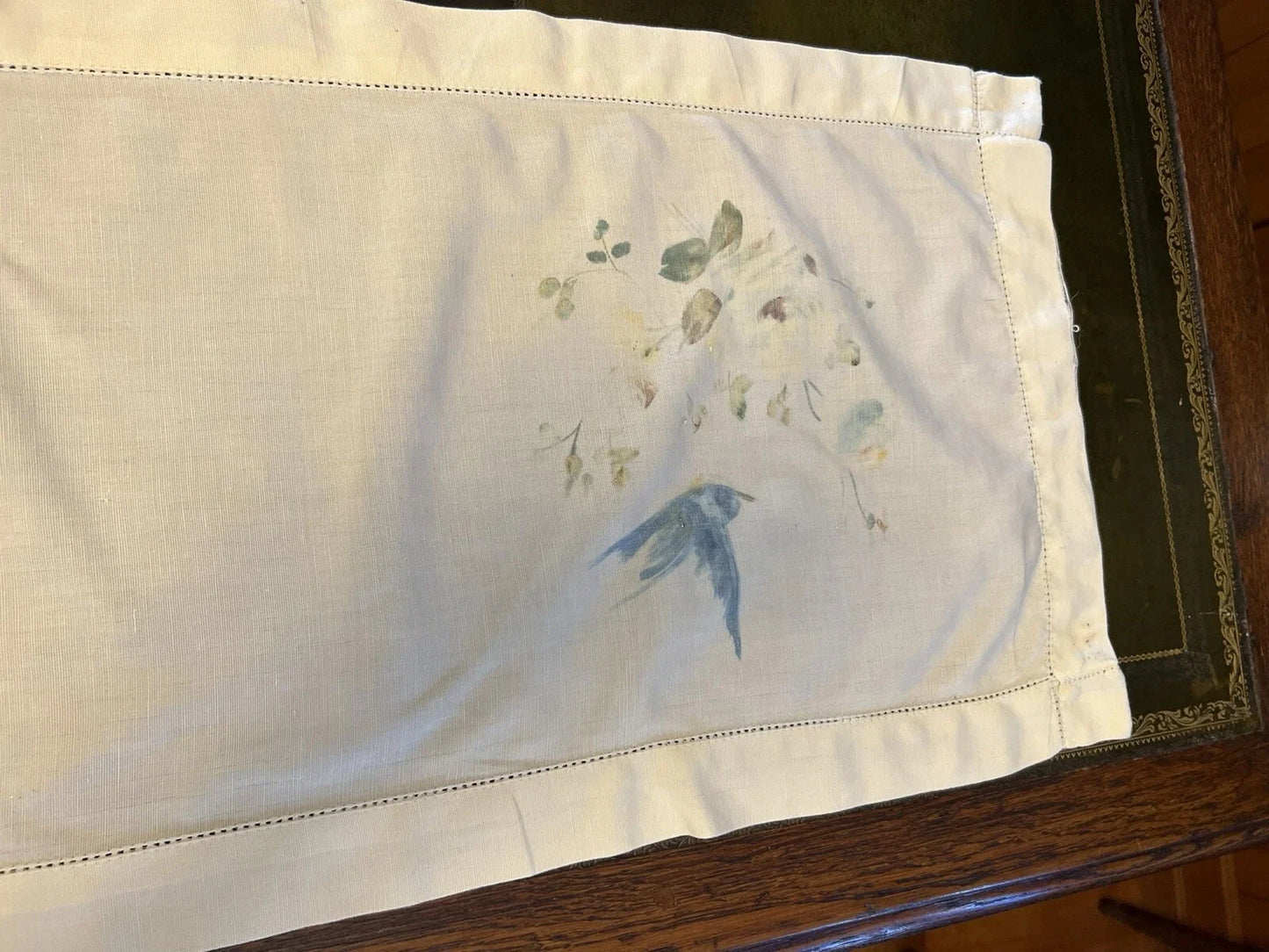 Vintage Bird Painted Table Runner