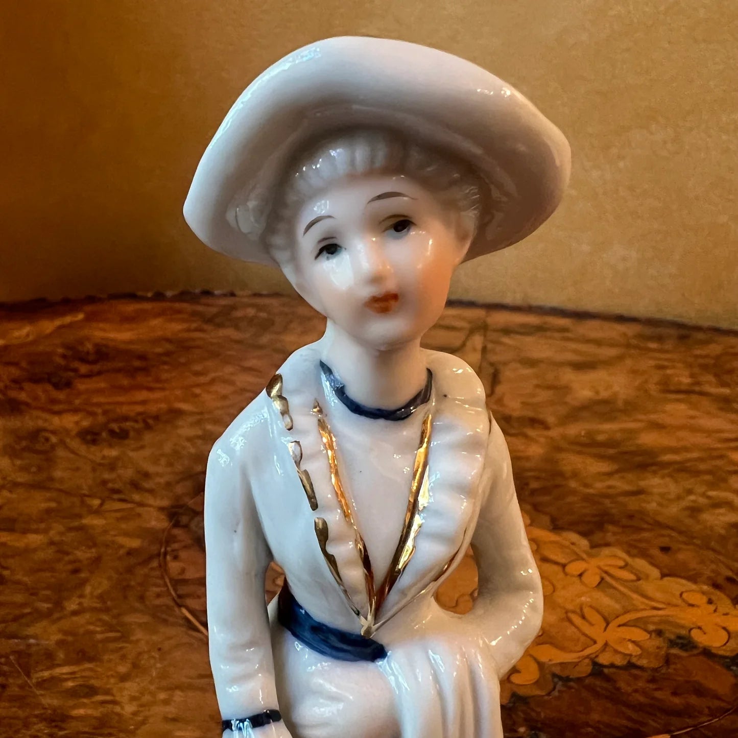 Vintage Lady Blue & White Figurine Statue
