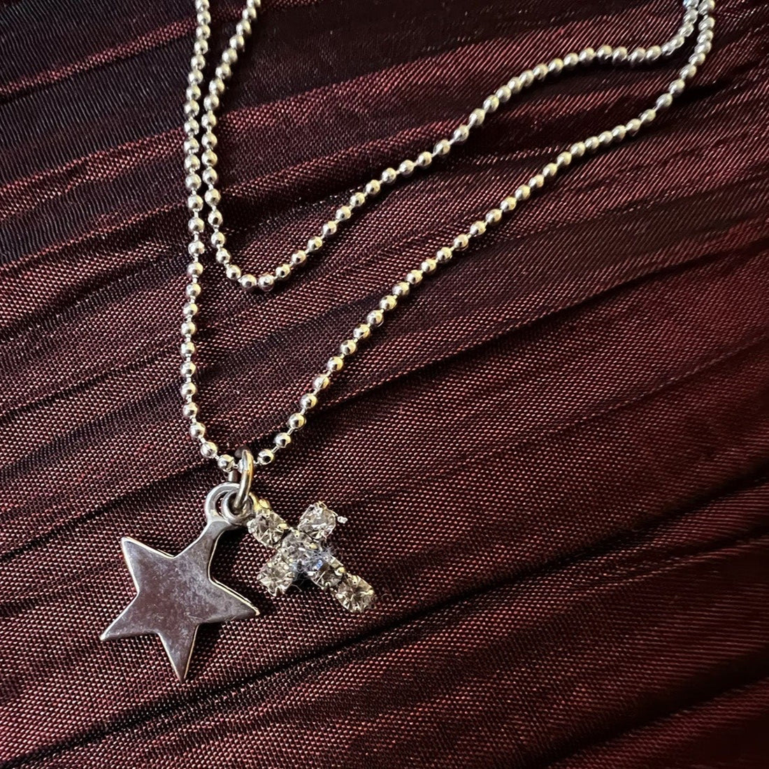 Vintage Costume Star & Cross Pendant Ankle Bracelet