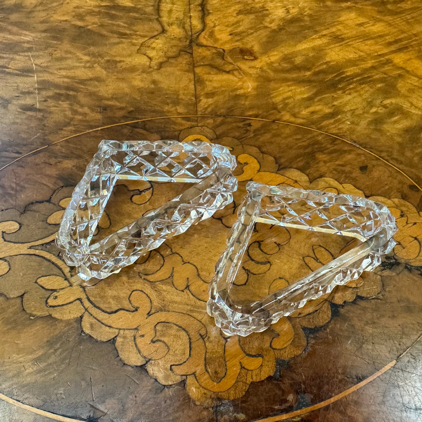 Crystal Cut Triangle Napkin Rings Pair