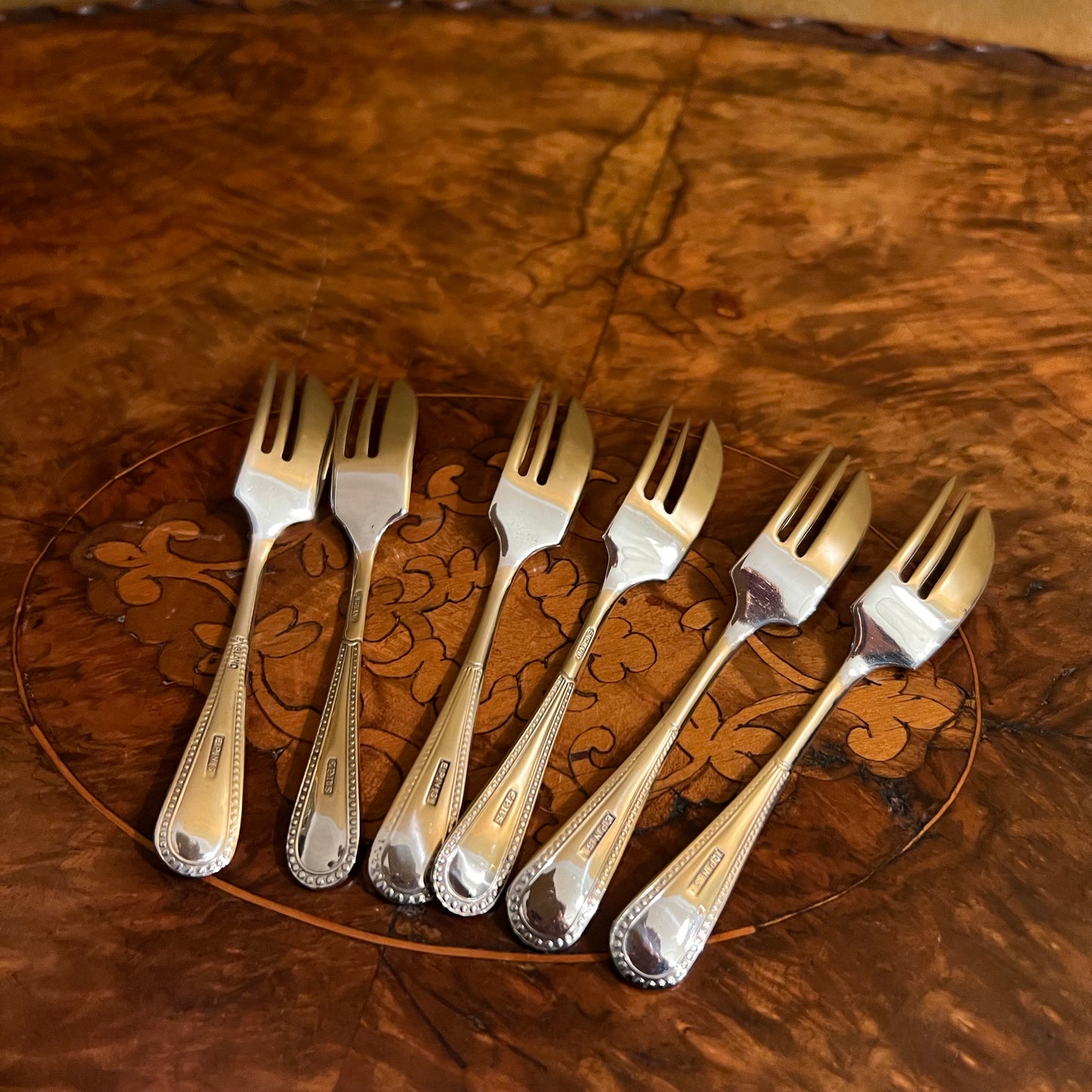 English Silver Plated Desert Forks Set Of Six