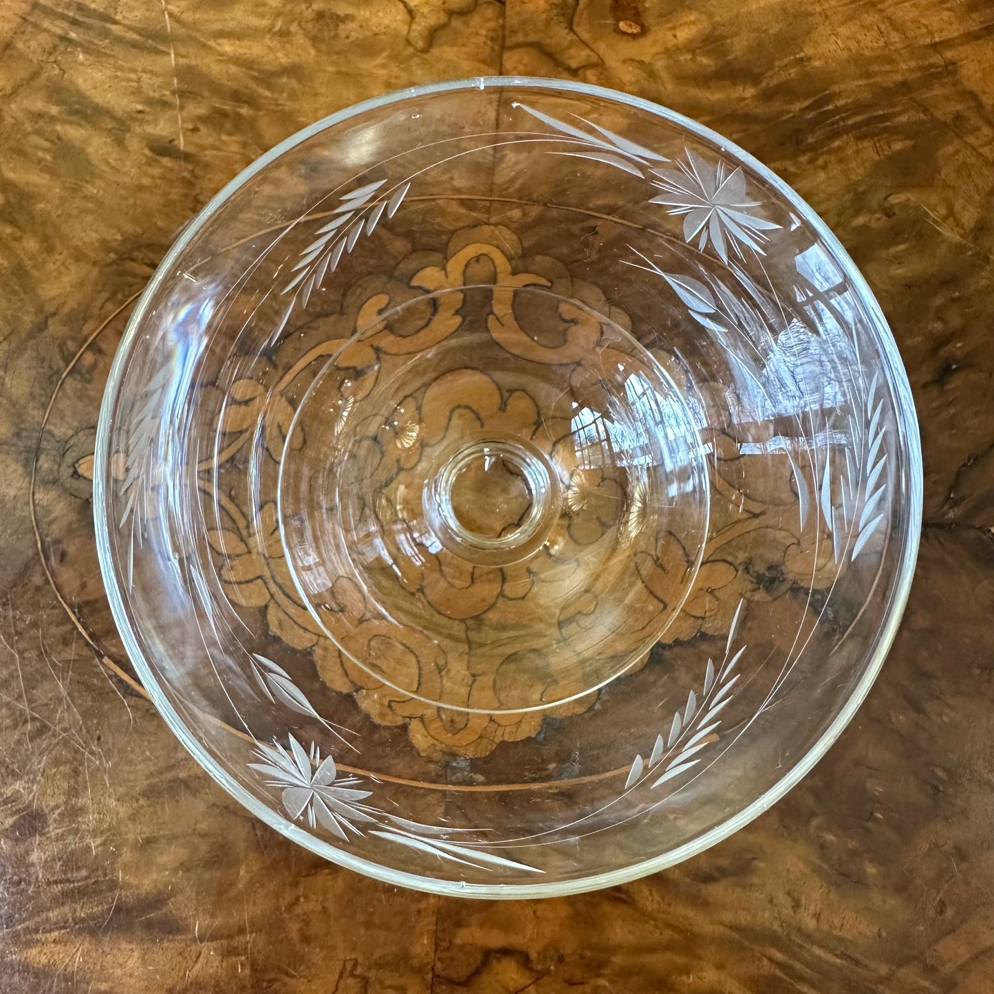 Etched Crystal Dessert Bowl