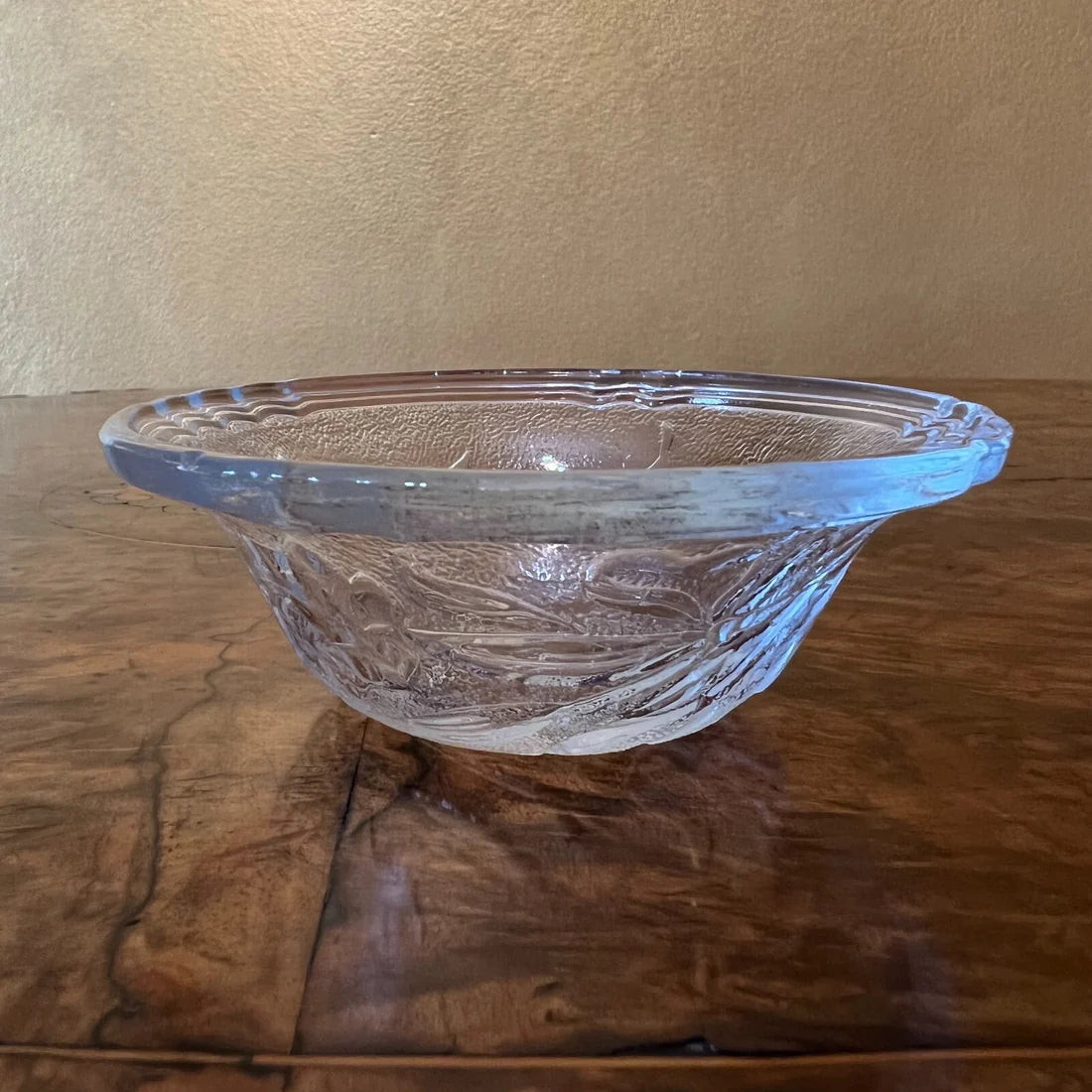 Vintage Glass Floral Design Dessert Bowls Pair