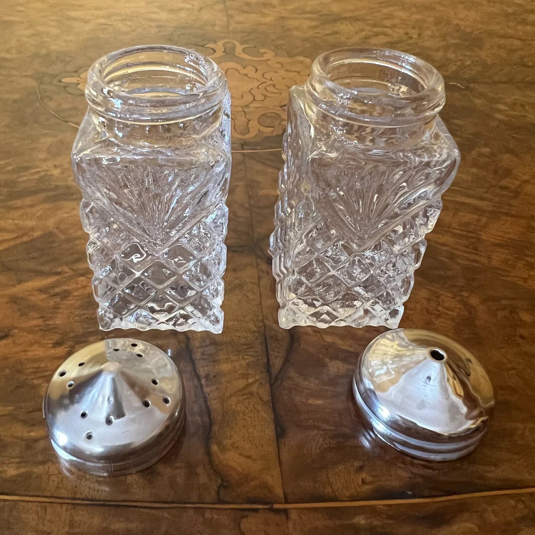 Vintage Glass Salt & Pepper Shakers