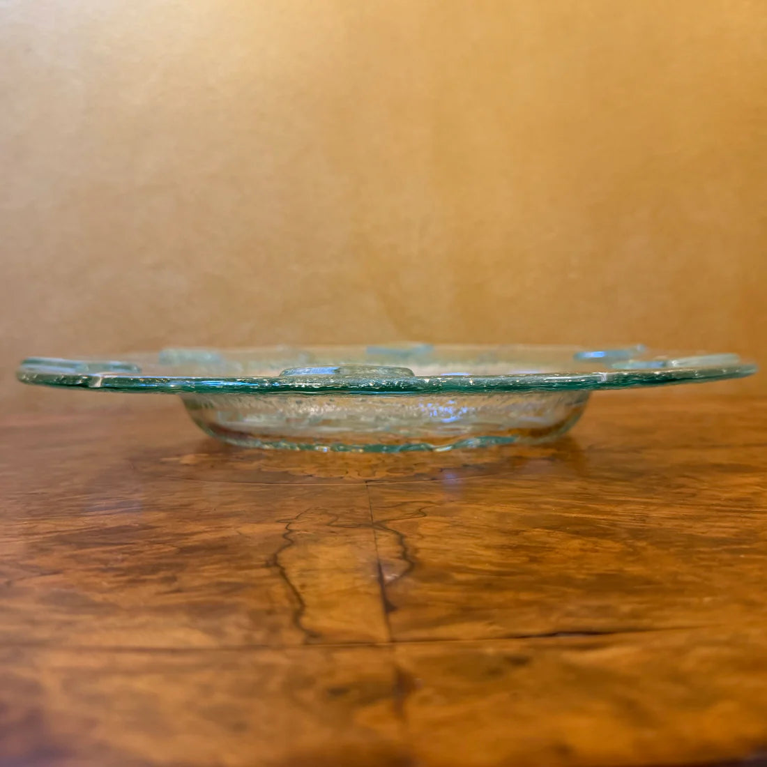 Large Glass Square & Swirls Dish Platter