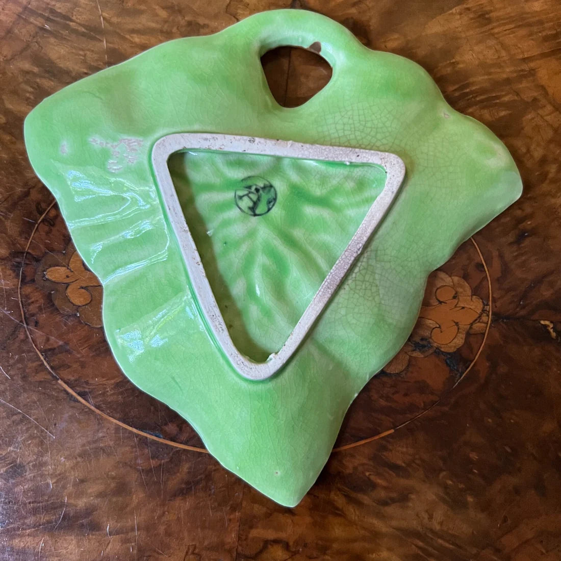 Vintage Green Raspberry Leaf Dish