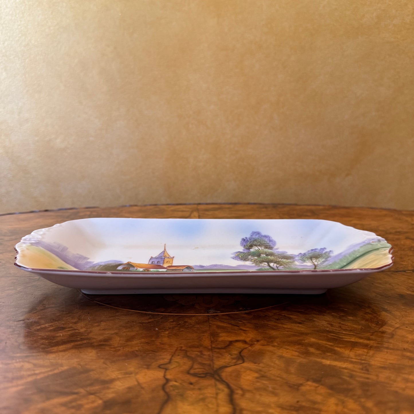 Hand-Painted Scene Print Platter