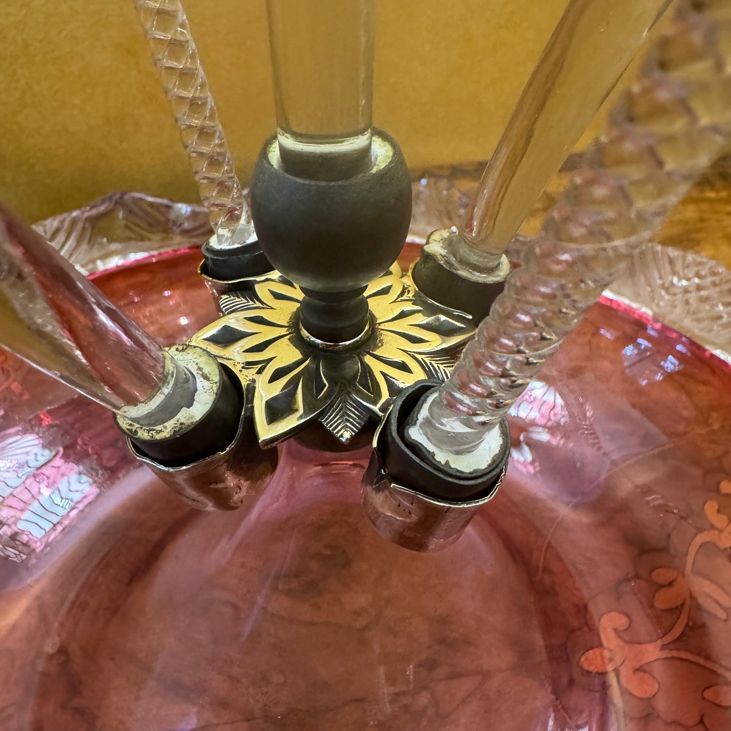 Antique 19th Century Victorian Cranberry Glass Epergne
