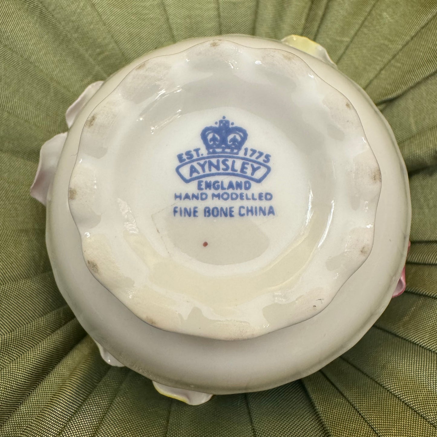 Vintage Aynsley Bone China Floral Bouquet Basket Ornament