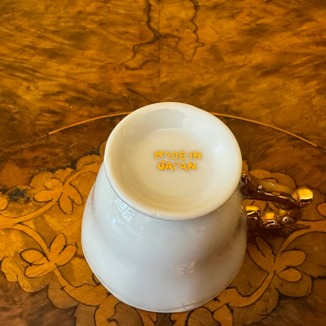 Vintage White Gold Demitasse Coffee Cup & Saucer
