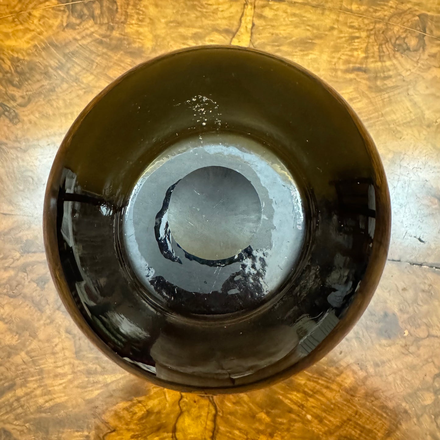 Round Black Sphere With Bronze Drops Vase