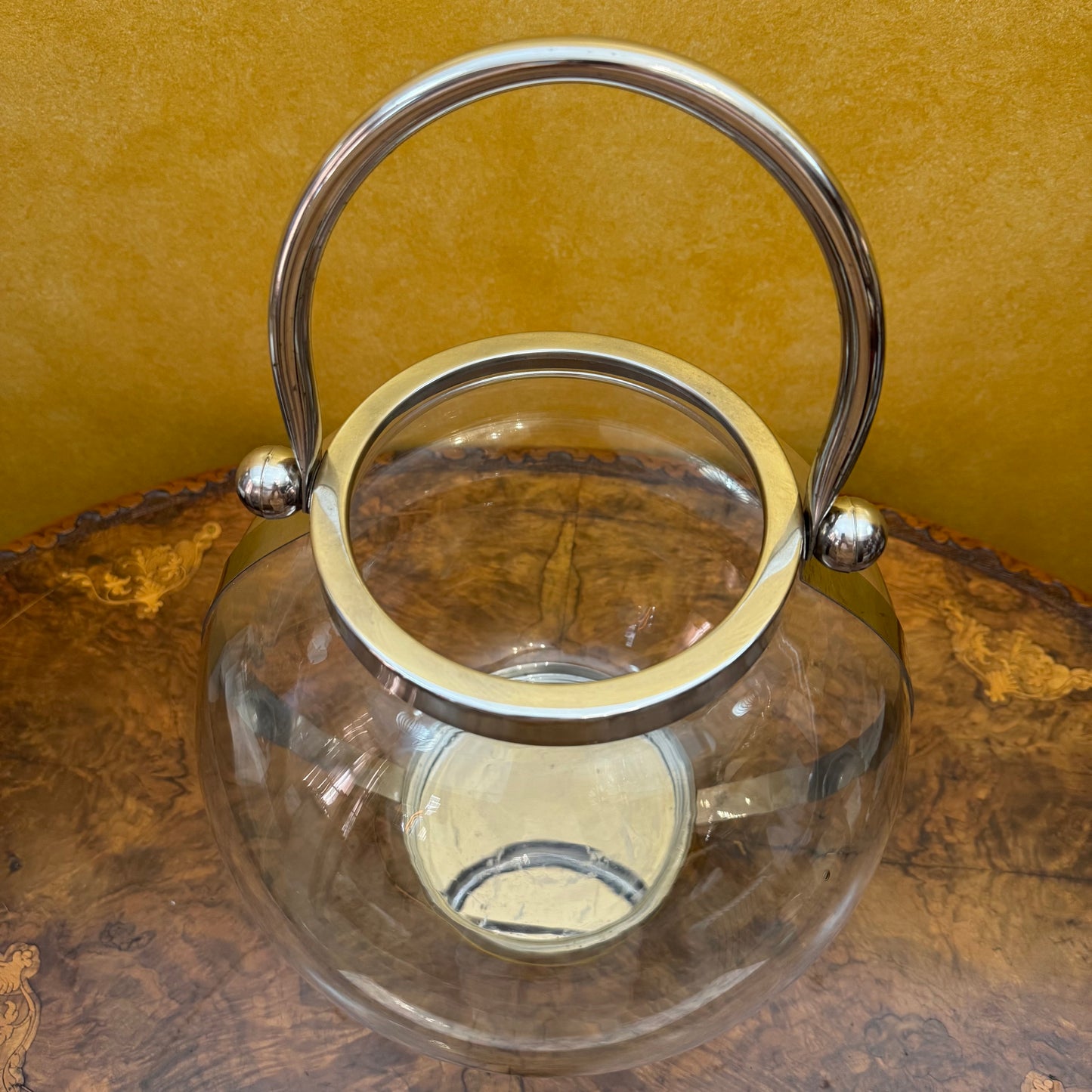 Glass Lantern with Stainless Steel Handle Pair