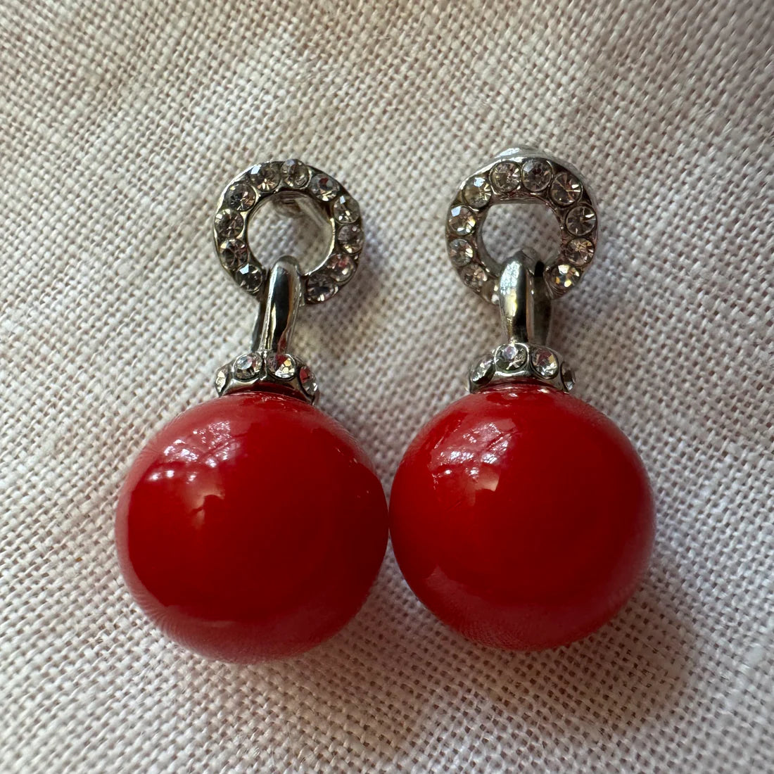 Vintage Red Drop Down Earrings