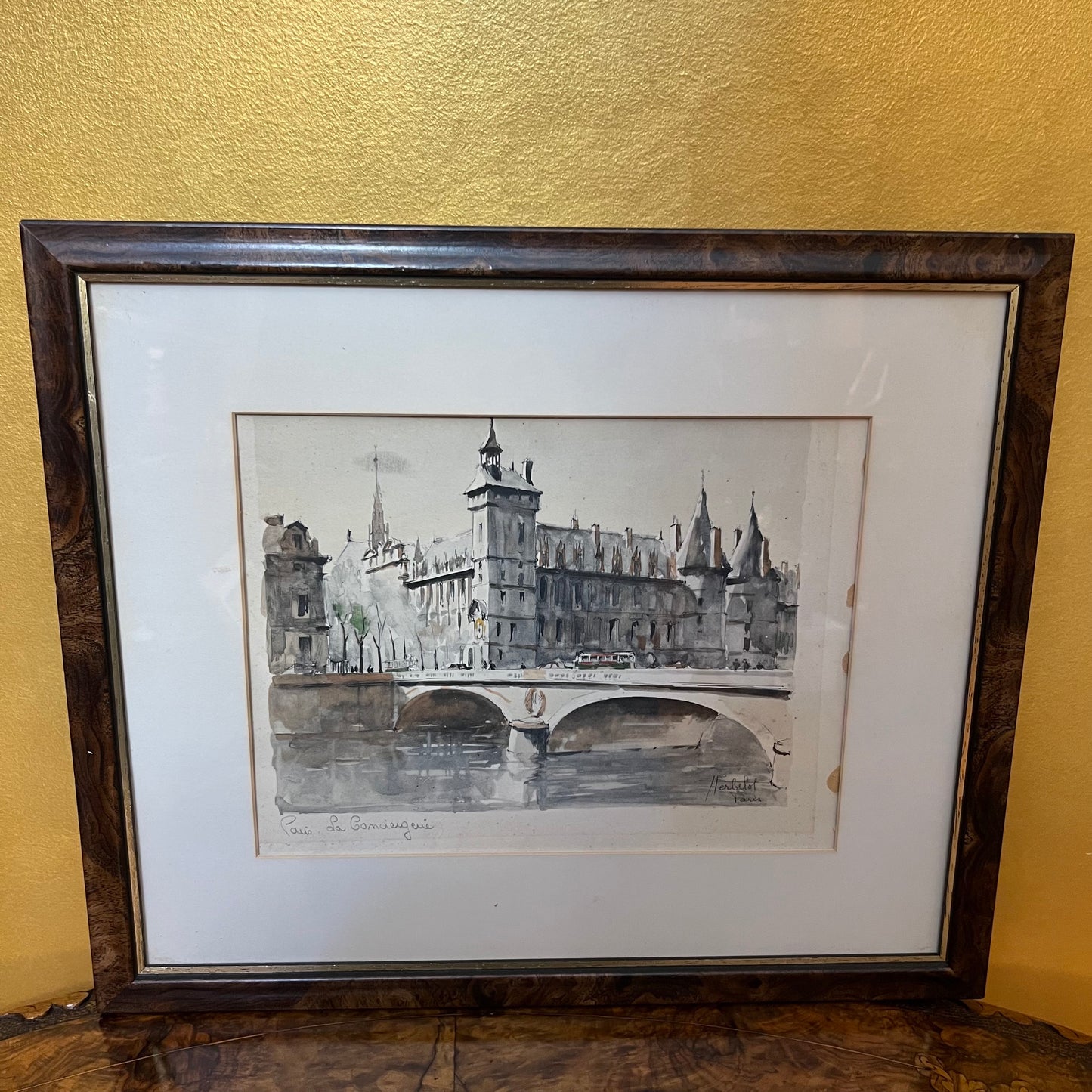 Franz Herbert La Bouquiustes Watercolour Painting