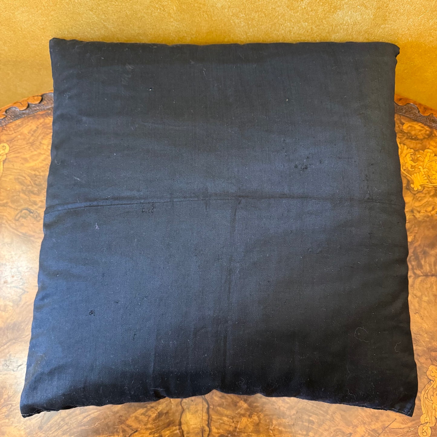 Black Floral Print Square Pillow