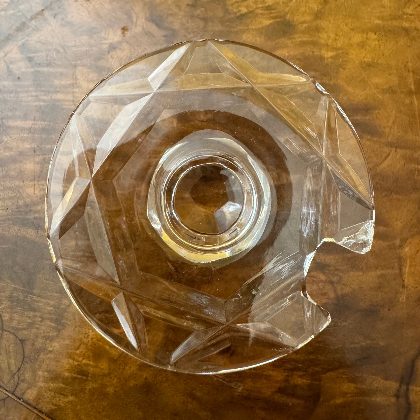 Vintage Crystal Cut Sugar Honey Pot