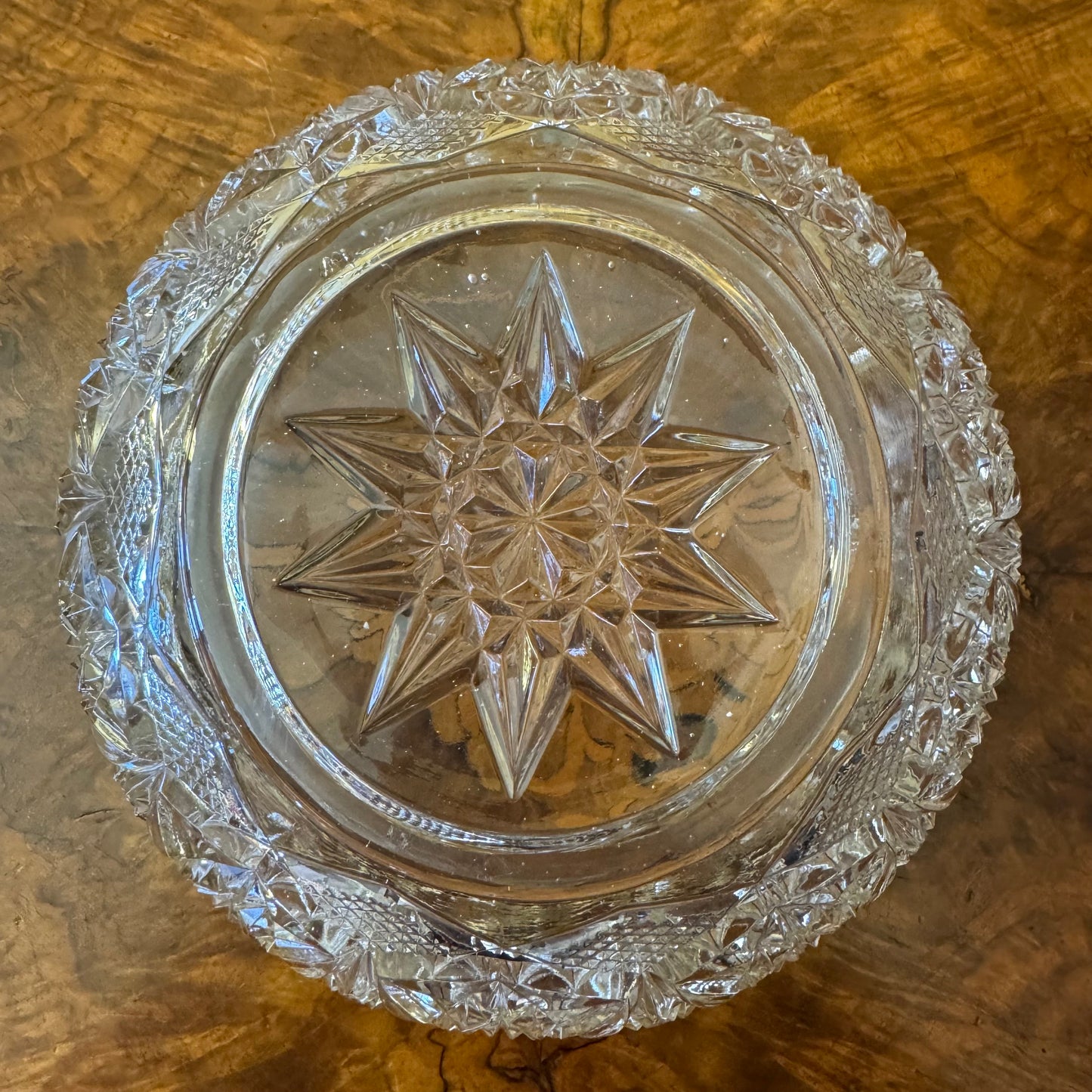 Vintage English Silver Plate Rim Crystal Bowl