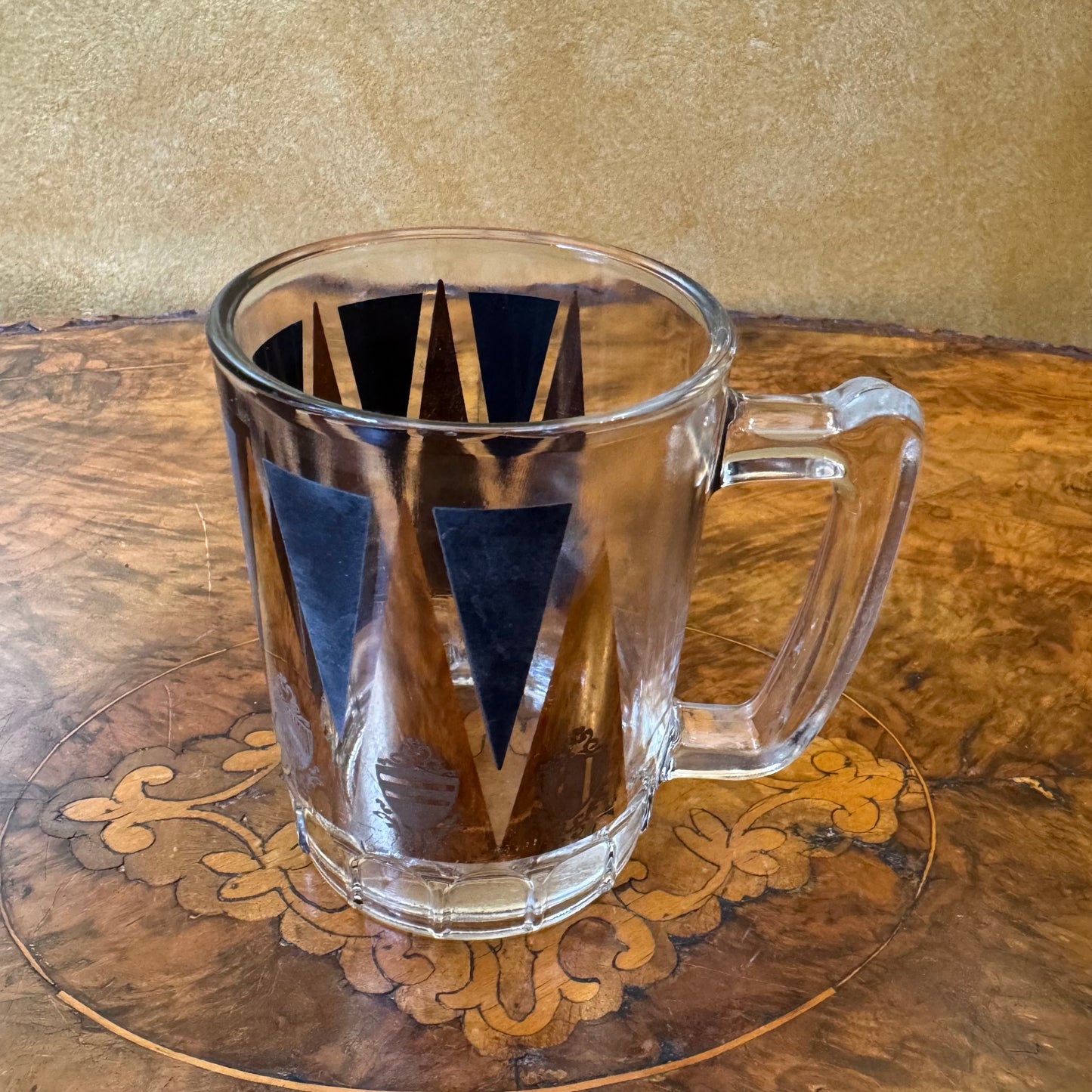 Vintage Triangle Print Glass Mug
