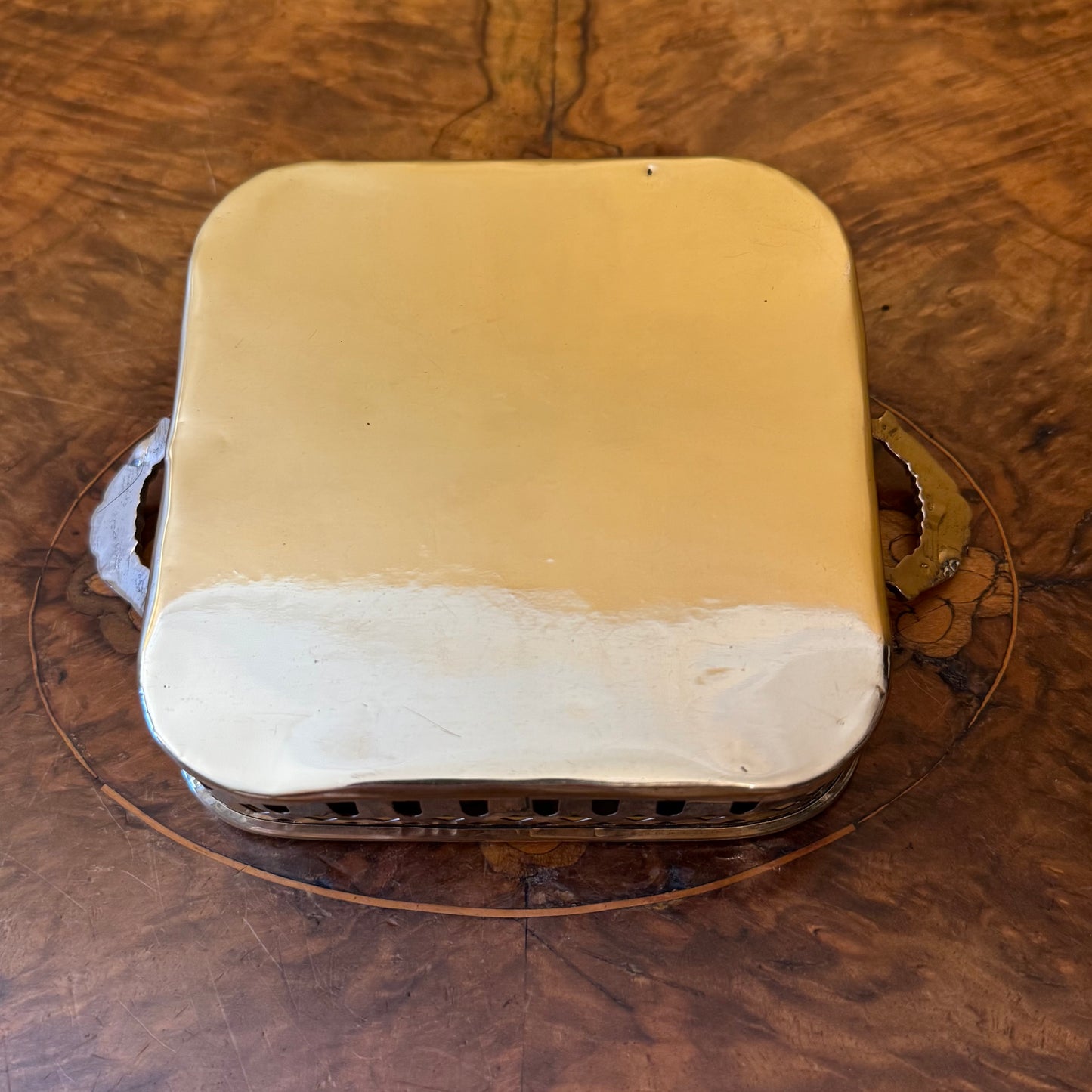 Vintage Brass Cutout Square Trinket Tray