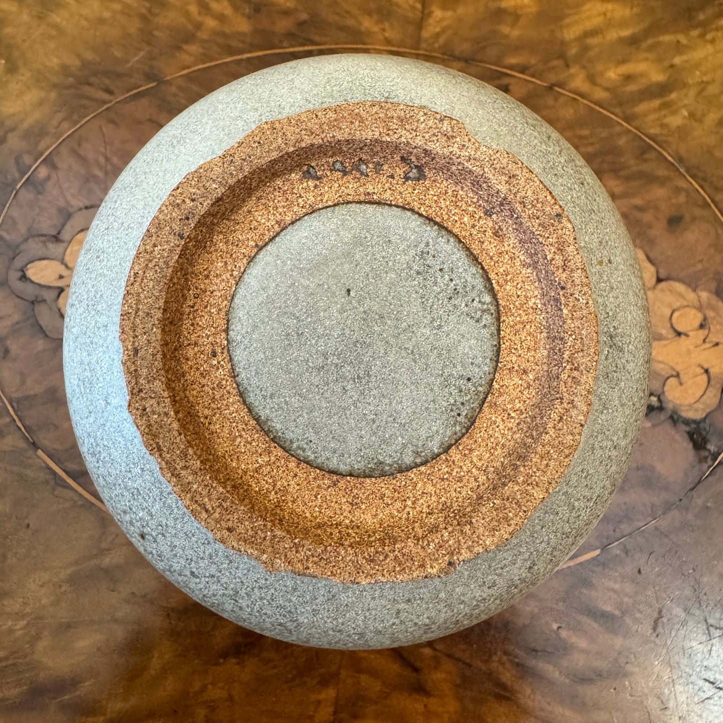 Pottery Brown Grey Floral Print Jar