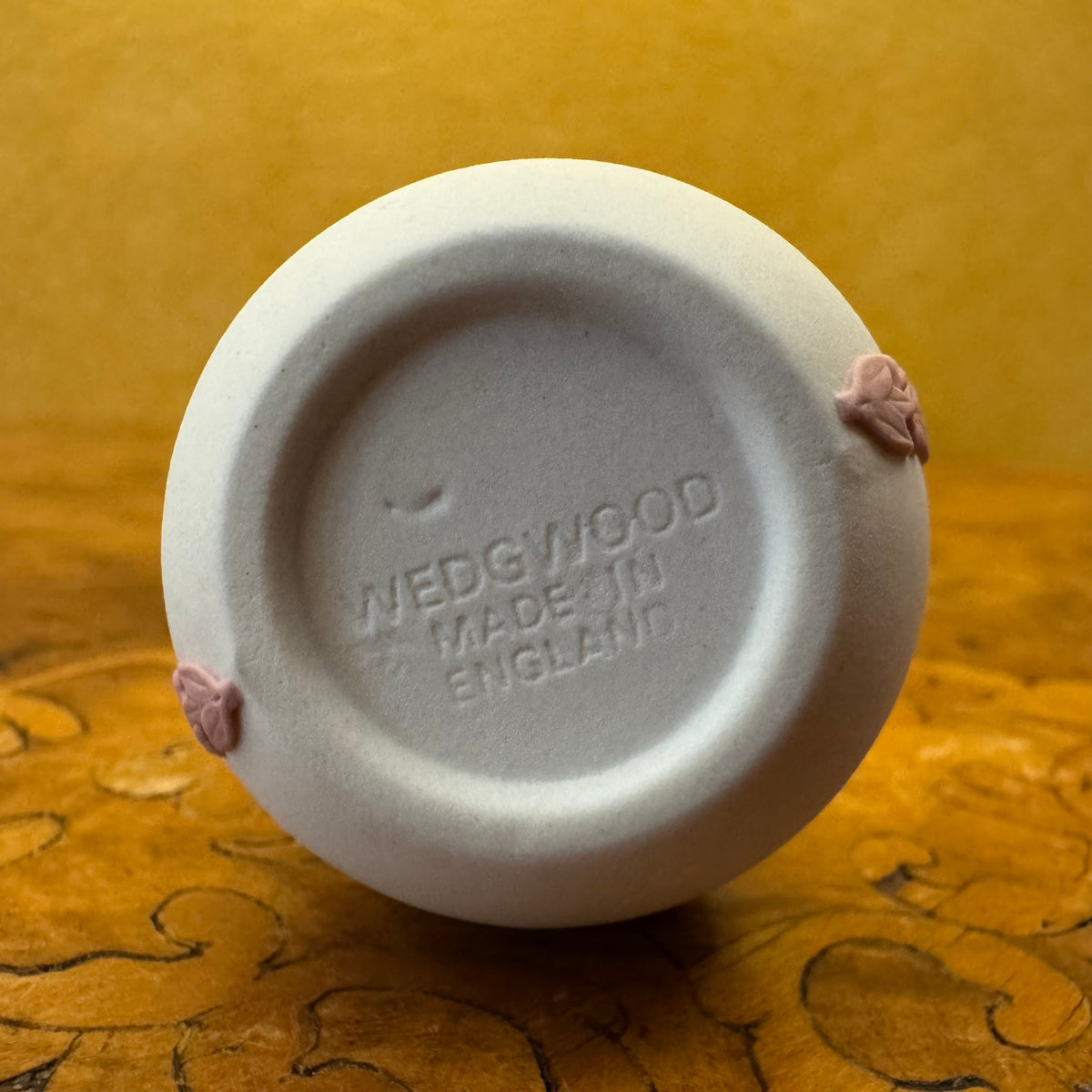 Wedgwood White On Pink Jasperware Miniature Vase