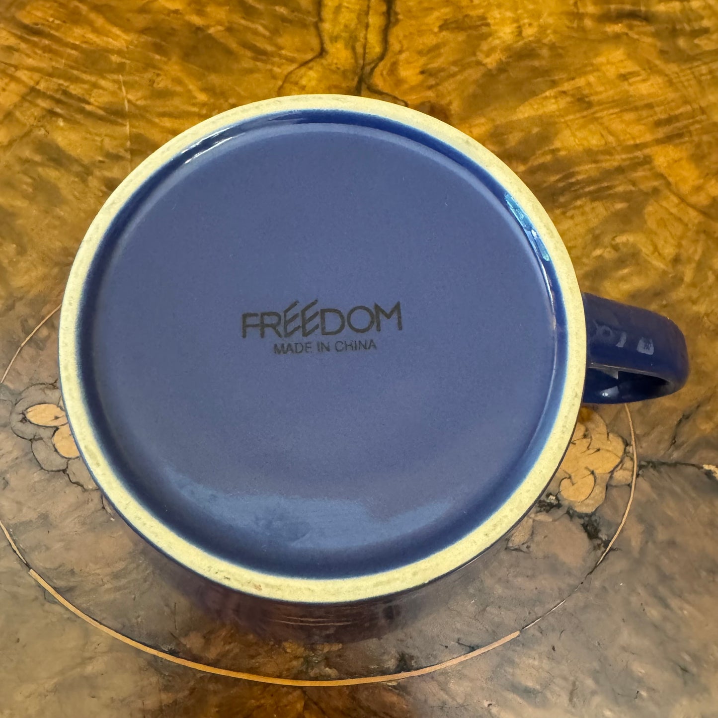 Freedom Large Blue Breakfast Mugs Pair