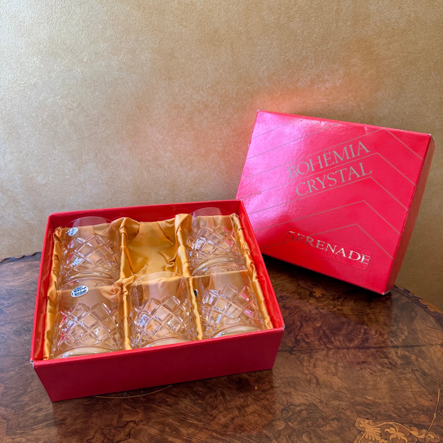 Vintage Bohemia Crystal Serenade Whisky Glasses Set Of Five