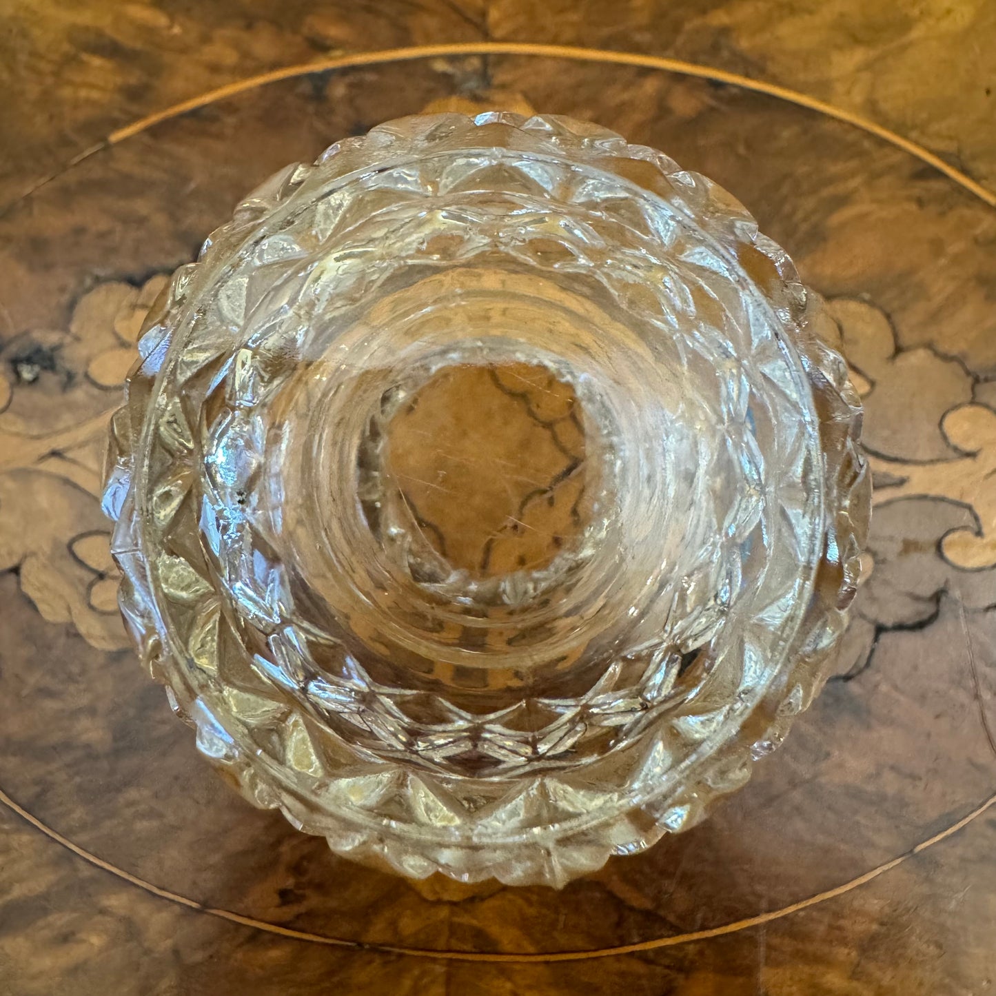 Vintage Glass Cut Bud Vases Pair