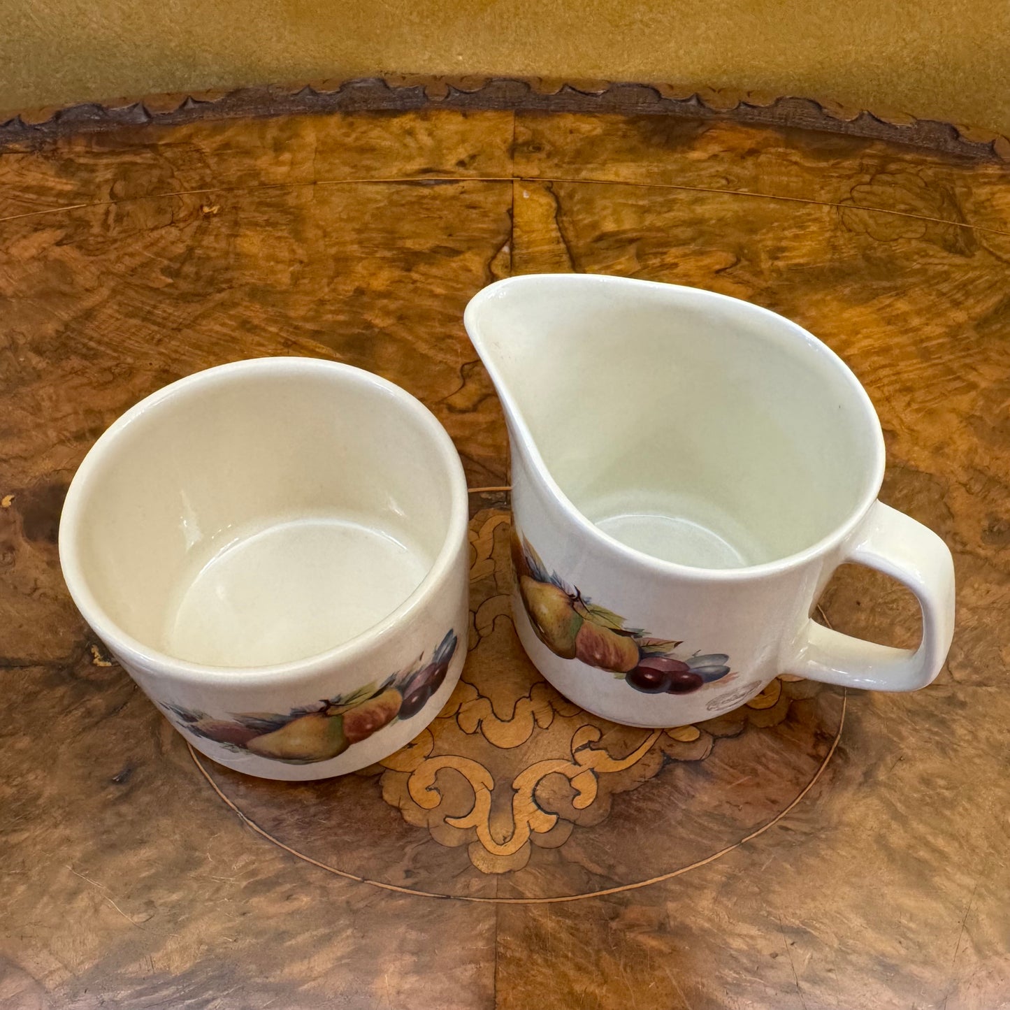Bendigo Pottery Fruit Print Pot & Milk Jug & Sugar Bowl