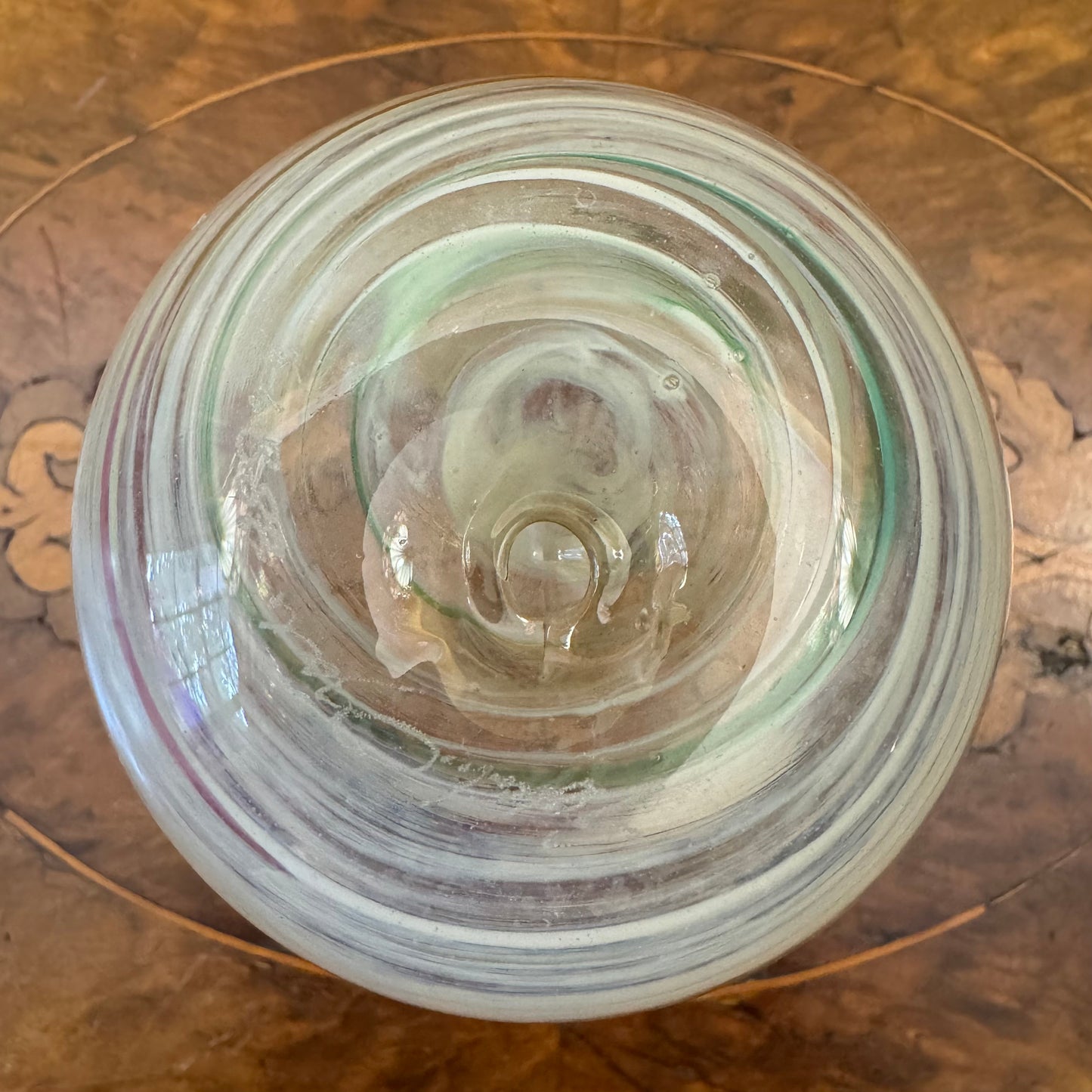 Vintage Hand Blown Glass Swirl Small Vase