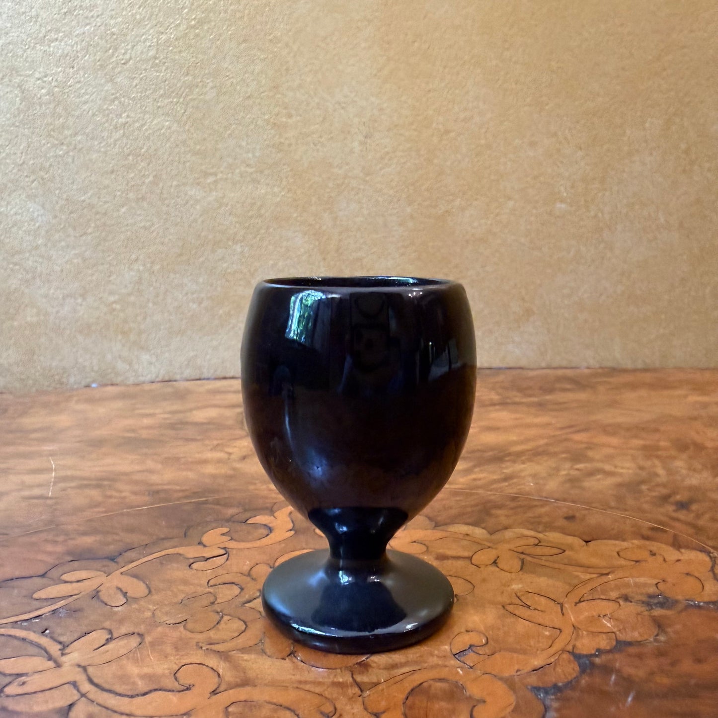 Japanese Wooden Lacquered Inlaid Mother Of Pearl Shell Cup