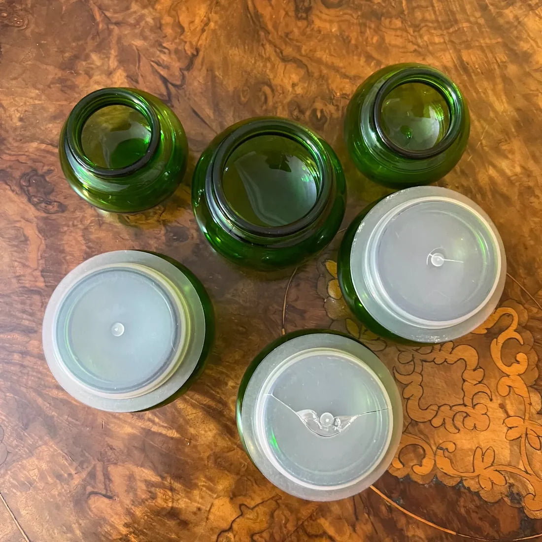 Belgium Green Glass Apothecary Jars