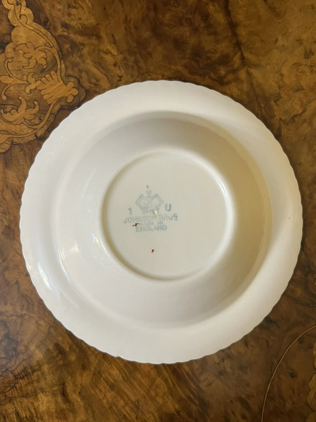 Vintage Johnson Bros Old English Gold & Burgundy Print Soup Bowl