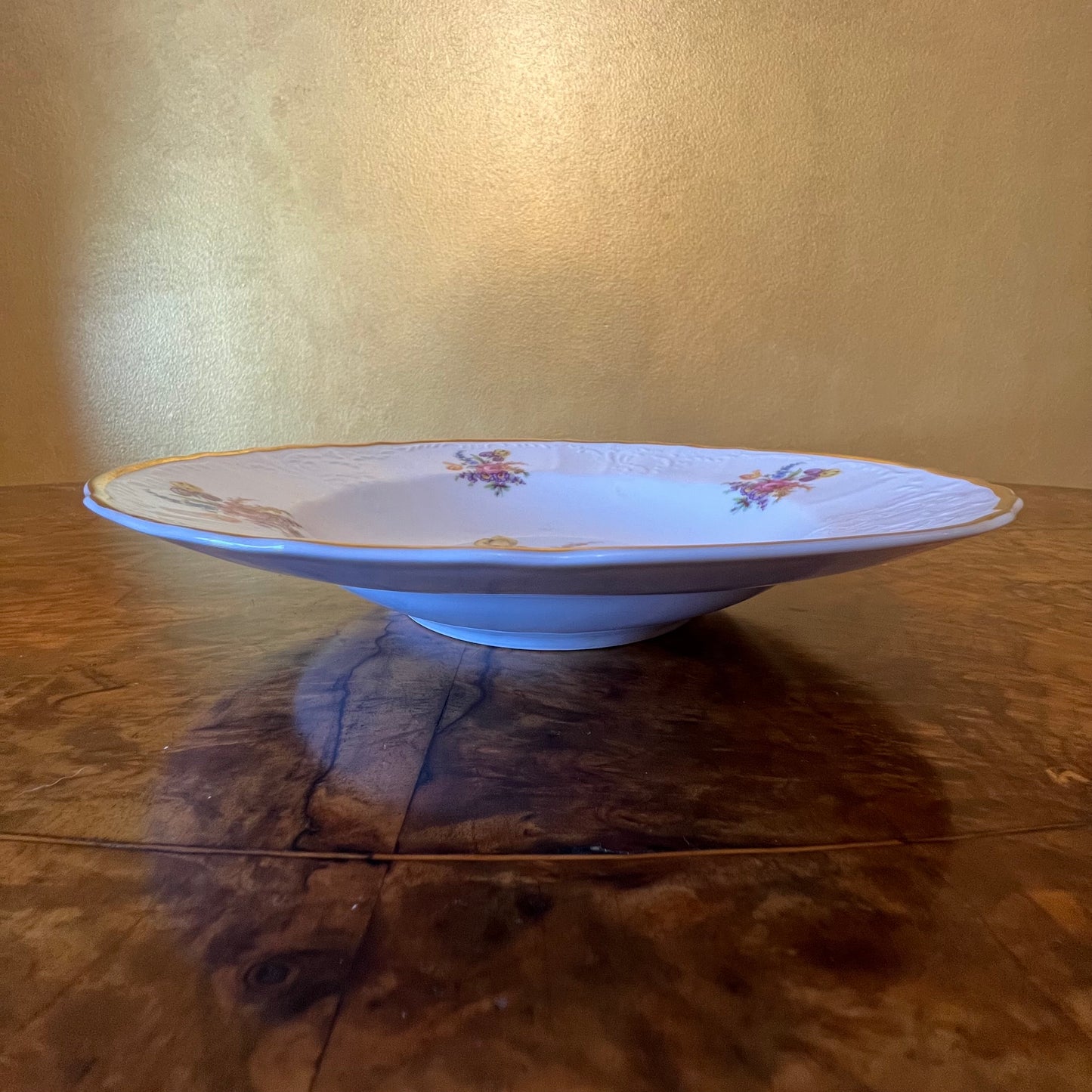 LC Bernadotte Floral Gold Trim Soup Bowl