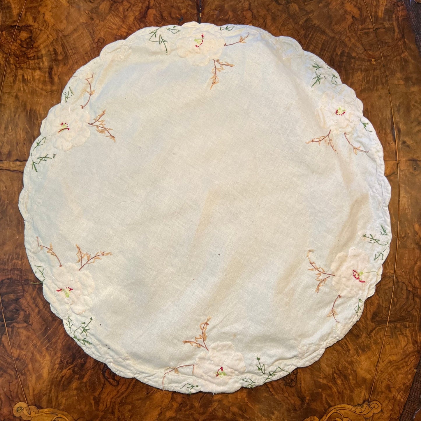 Vintage Orange Flower Doily
