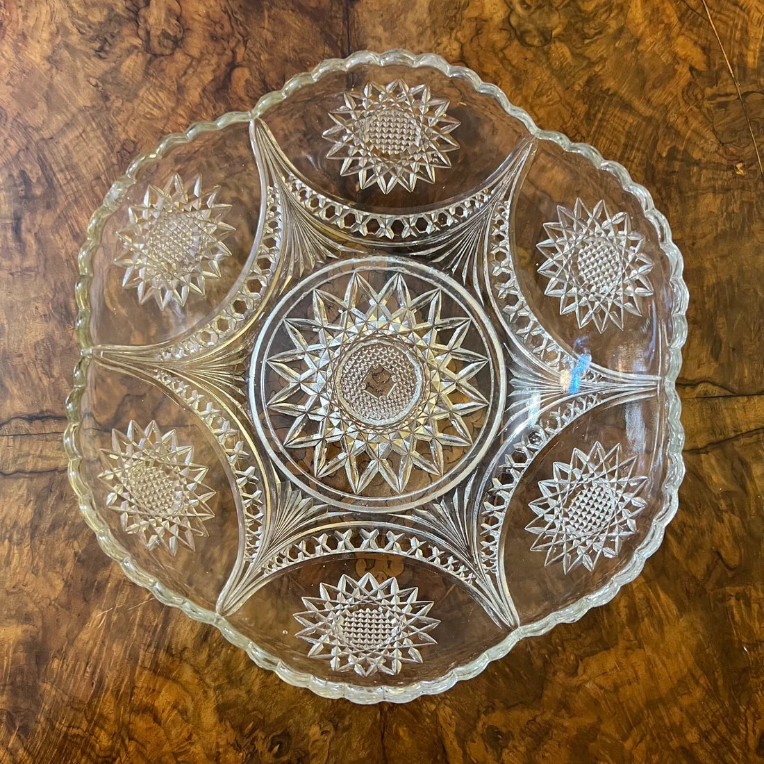 Vintage Pinwheel Cut Glass Bowl