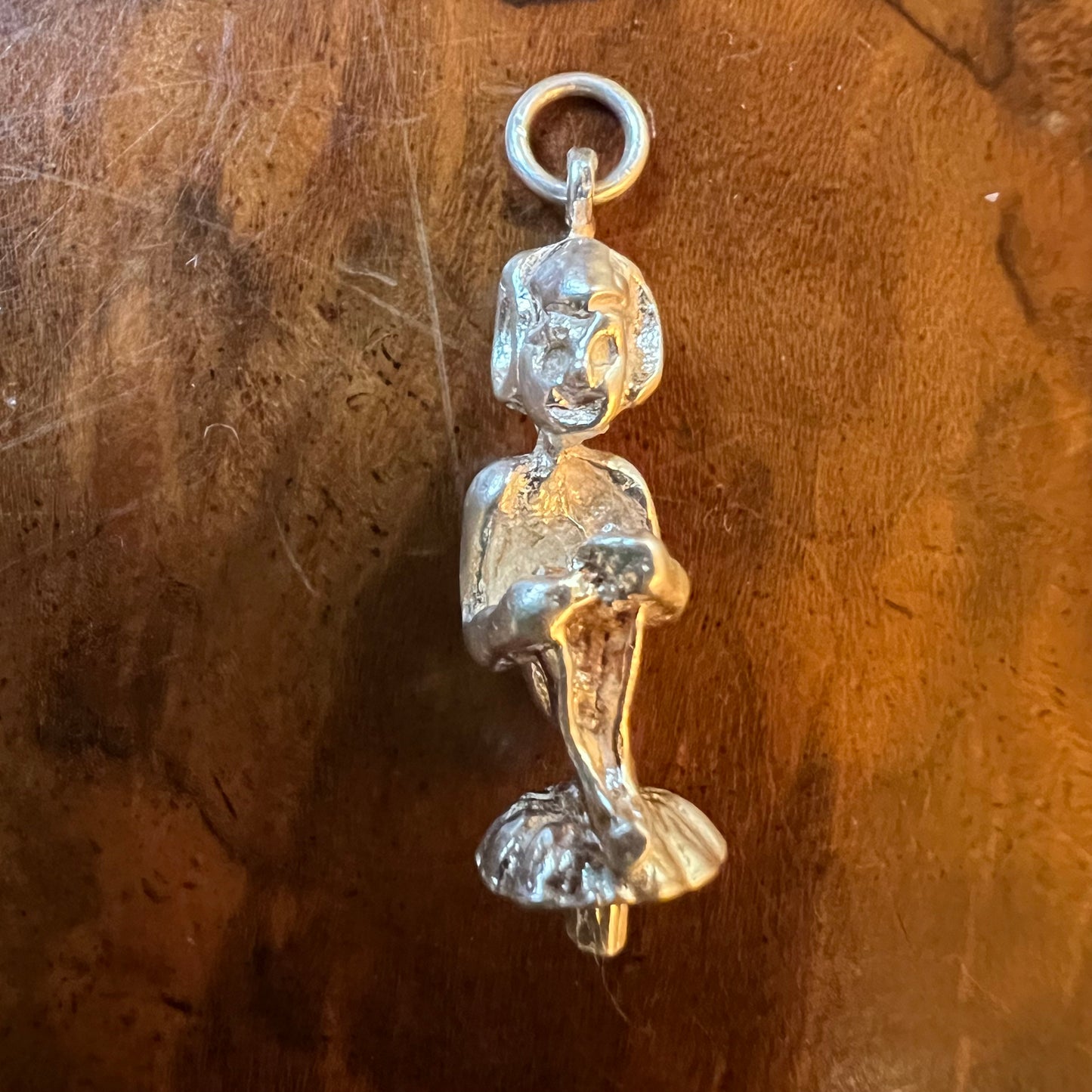 Silver Elf On Mushroom Pendant Charm