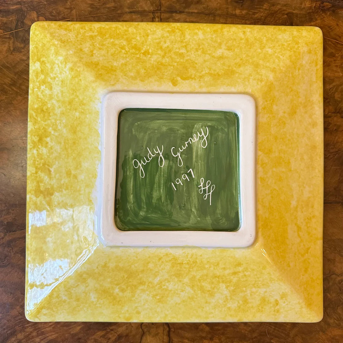 Large Square Hearts Yellow Display Platter