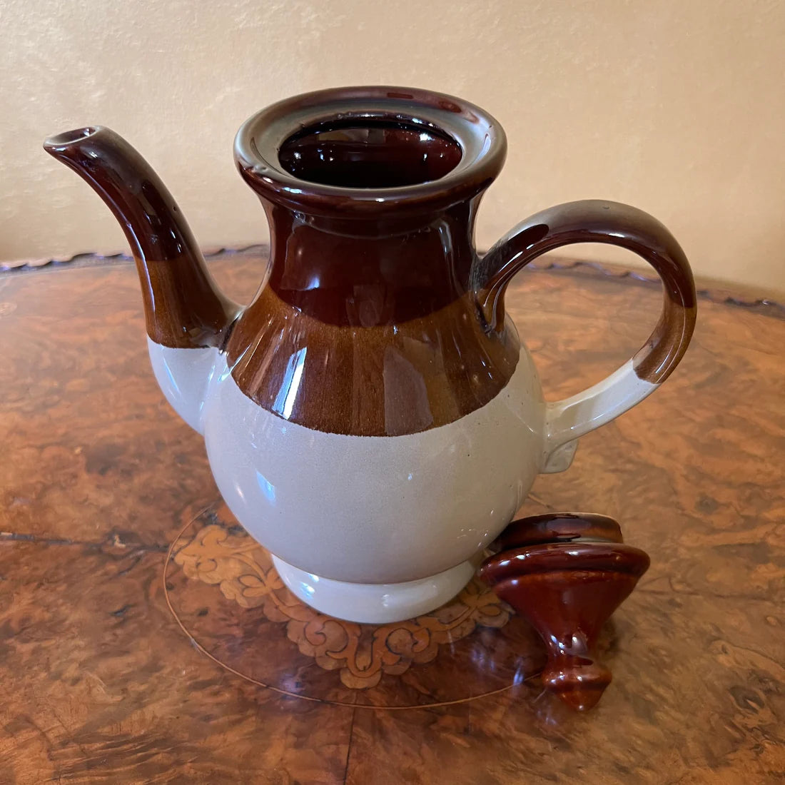 Vintage Stoneware Trio Colour Coffee Pot