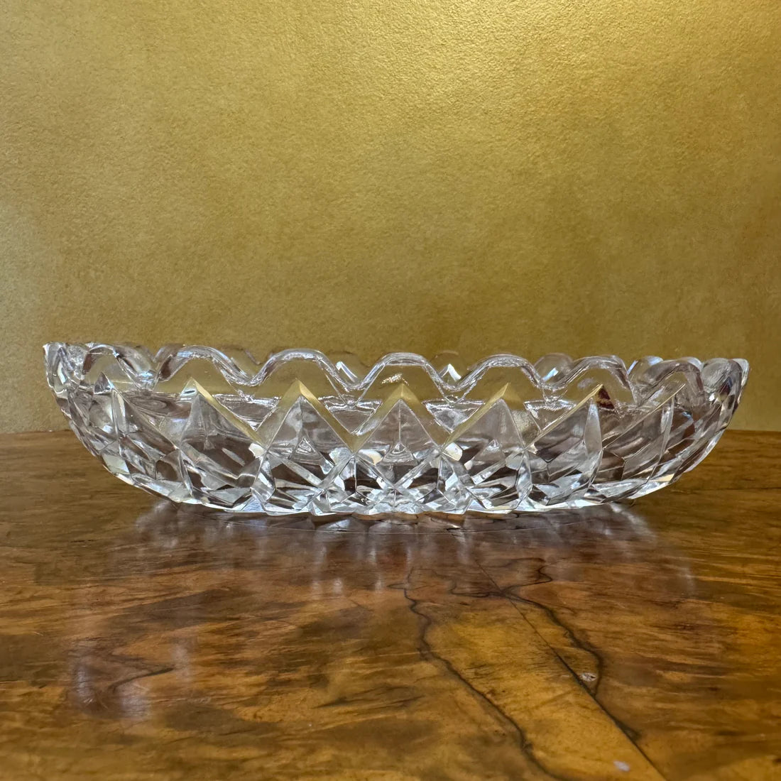 Vintage Crystal Cut Rectangle Shallow Bowl