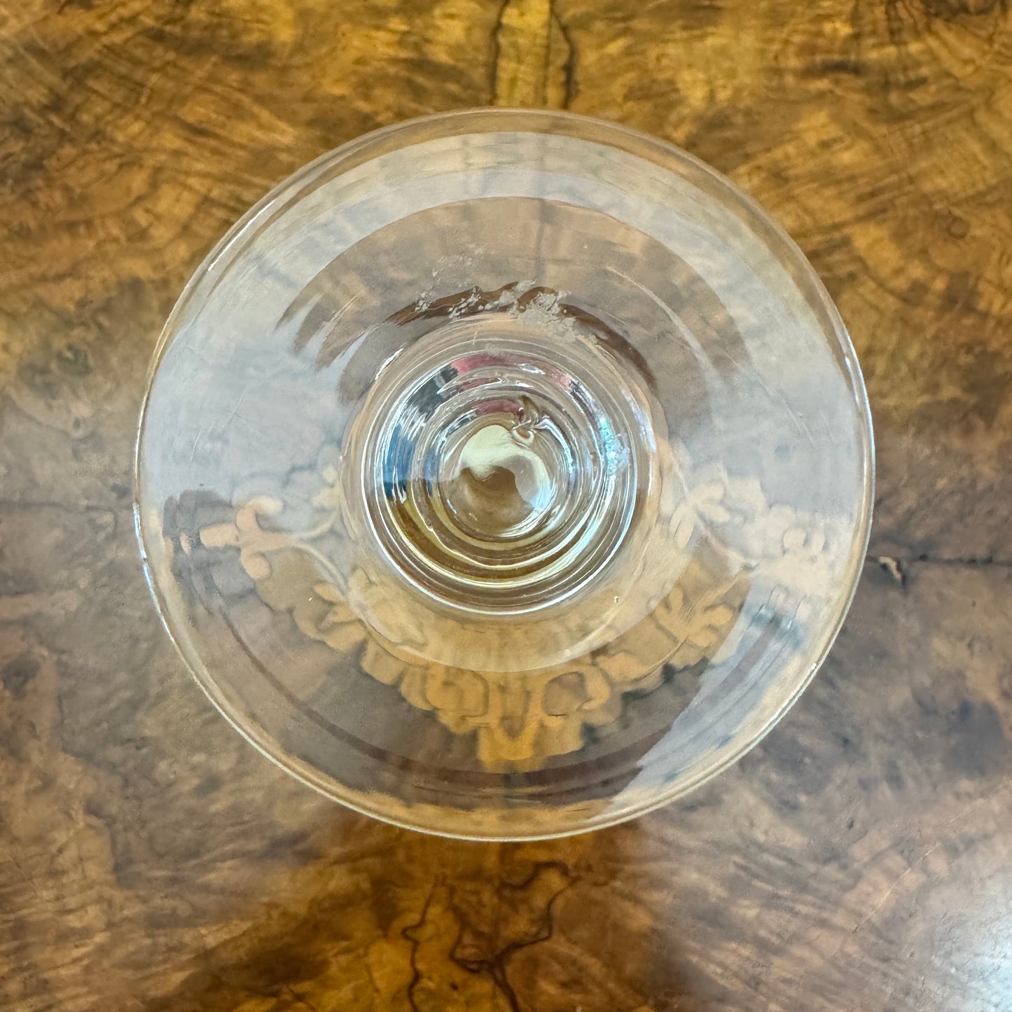 Vintage Crystal Etched Floral Flutes