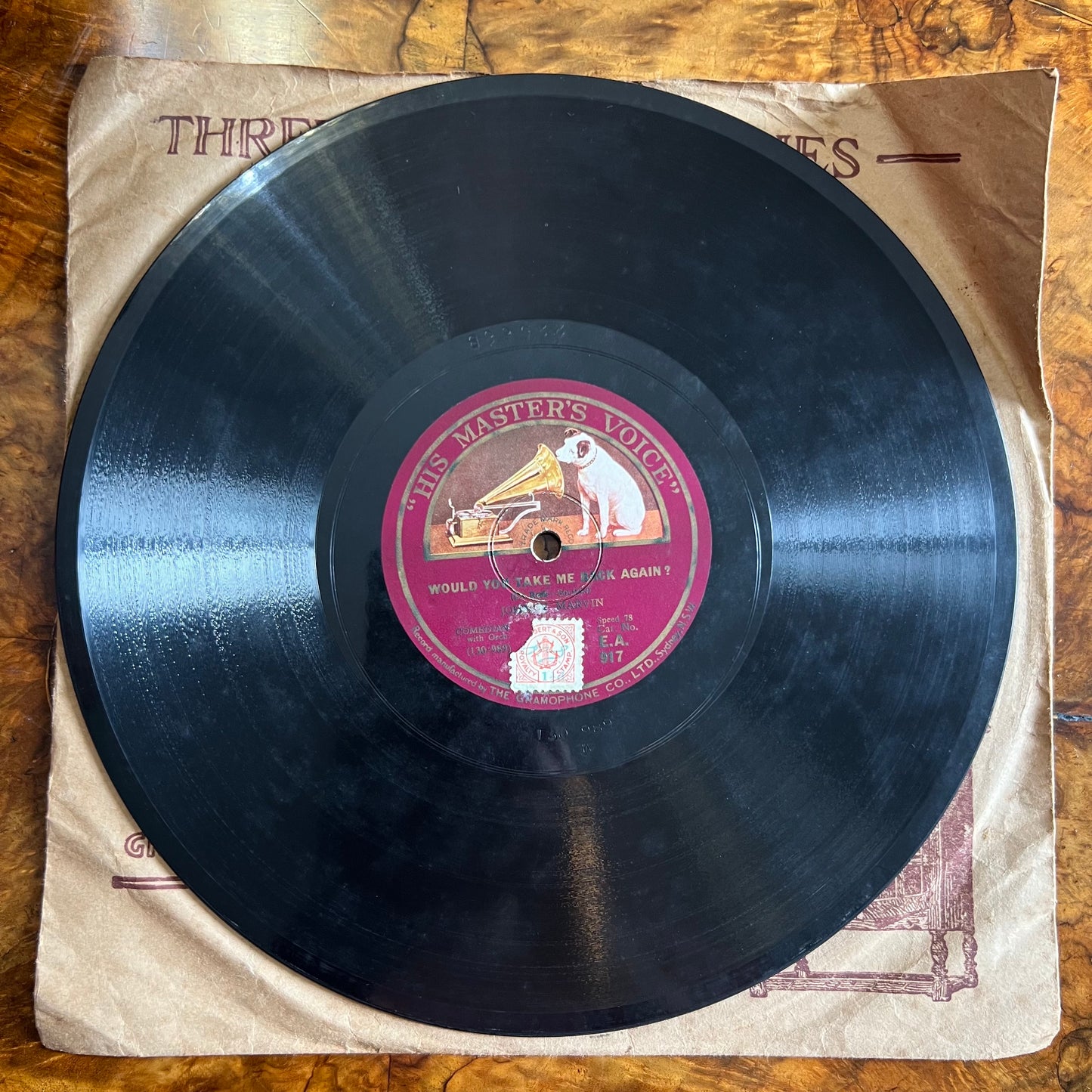 Vintage Johnny Marvin Rocky Mountain Rose/ Would You Take Me Back Again? Record Music