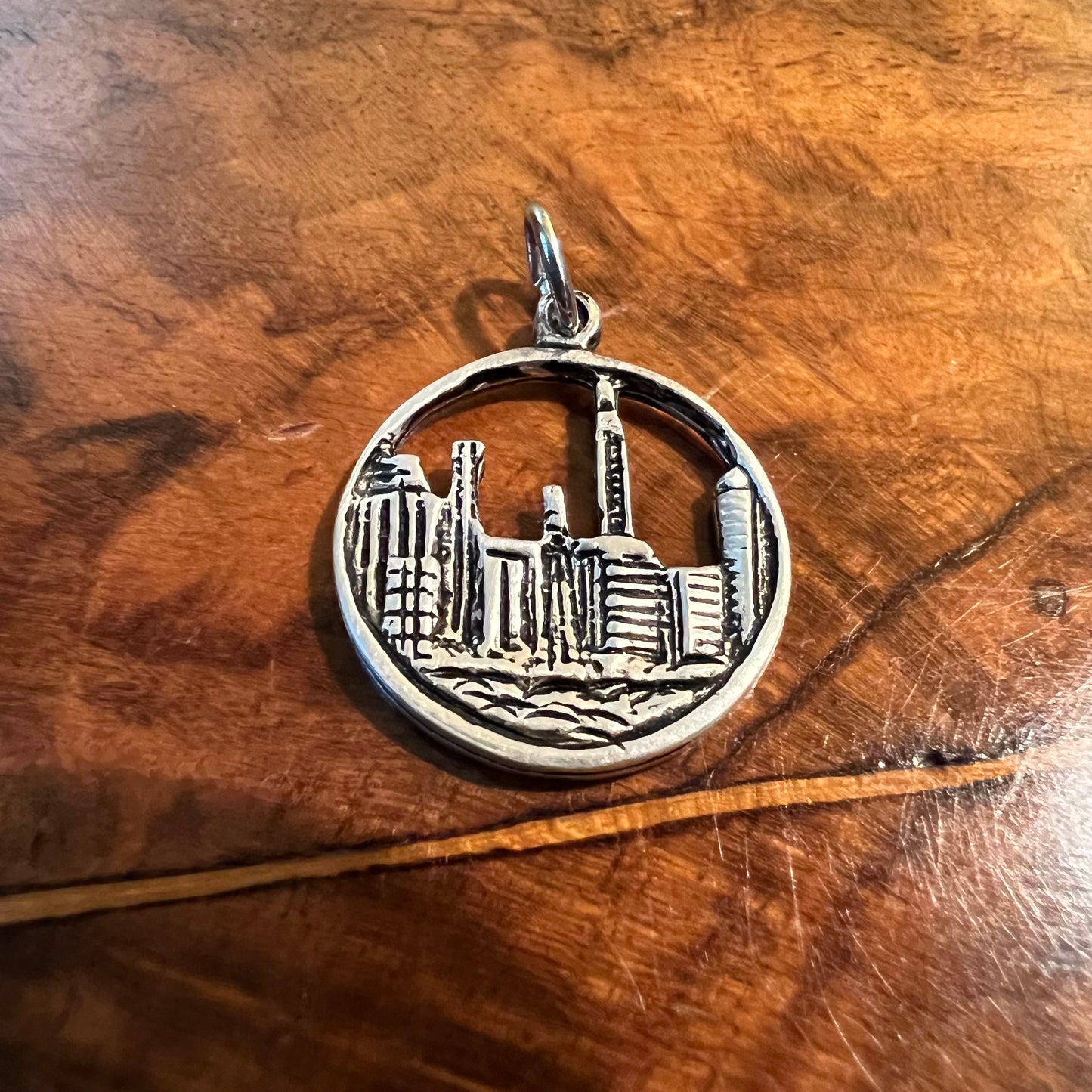 Vintage Sterling Silver Town Pendant Charm