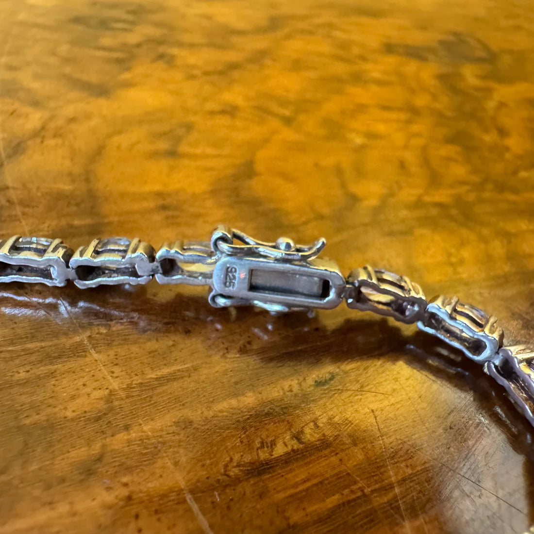 Vintage Sterling Silver Clear Stones Bracelet