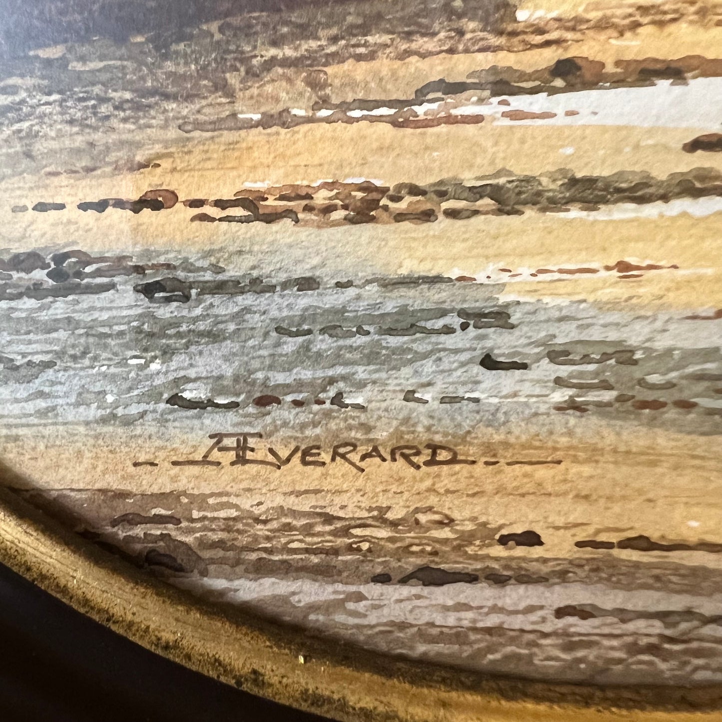 Vintage Watercolour Sailboat Oval Shape By Alan Everard