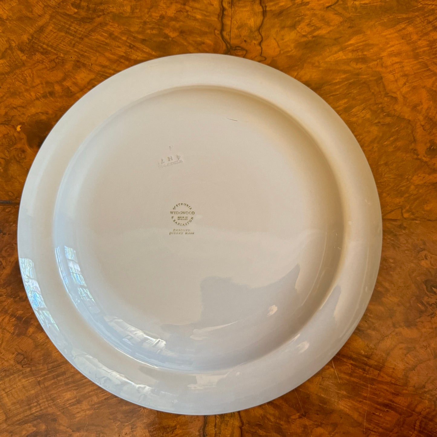 Antique Ware Blue Embossed Cream Dinner Plate