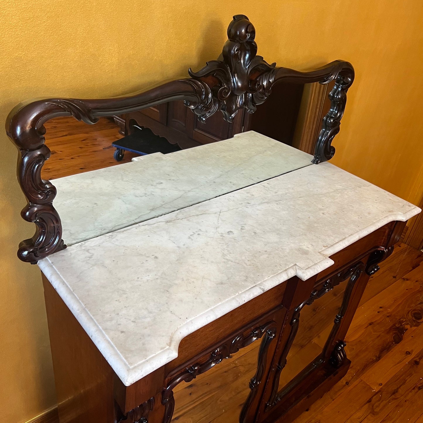 William IV Rosewood Mirror Sideboard Marble Topped