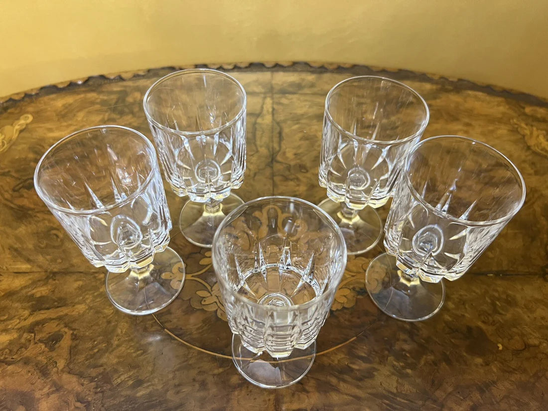 Vintage Crystal Small Wine Glasses Set of Five