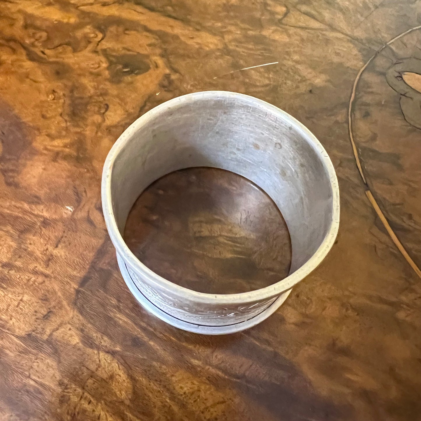 Antique Sterling Silver Engraved Design Rings Napkin